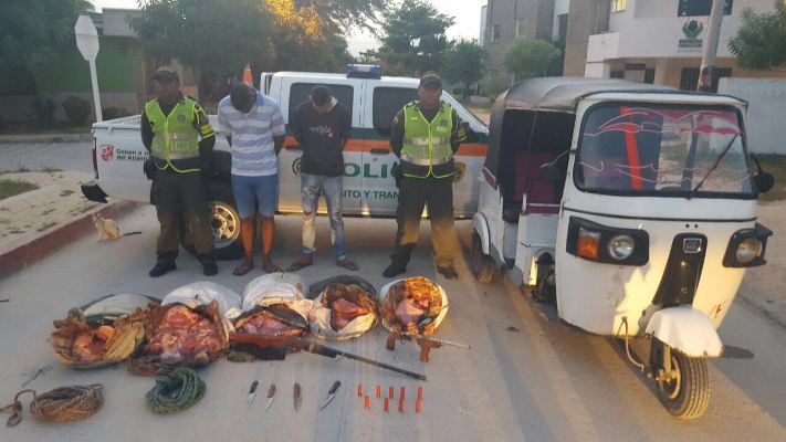 3 delincuentes capturados con 350 kilos de carne de reses que habían sido hurtadas y sacrificadas