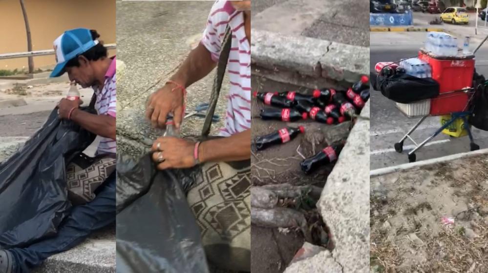 Sorprenden a vendedor ambulante reenvasando Coca Cola