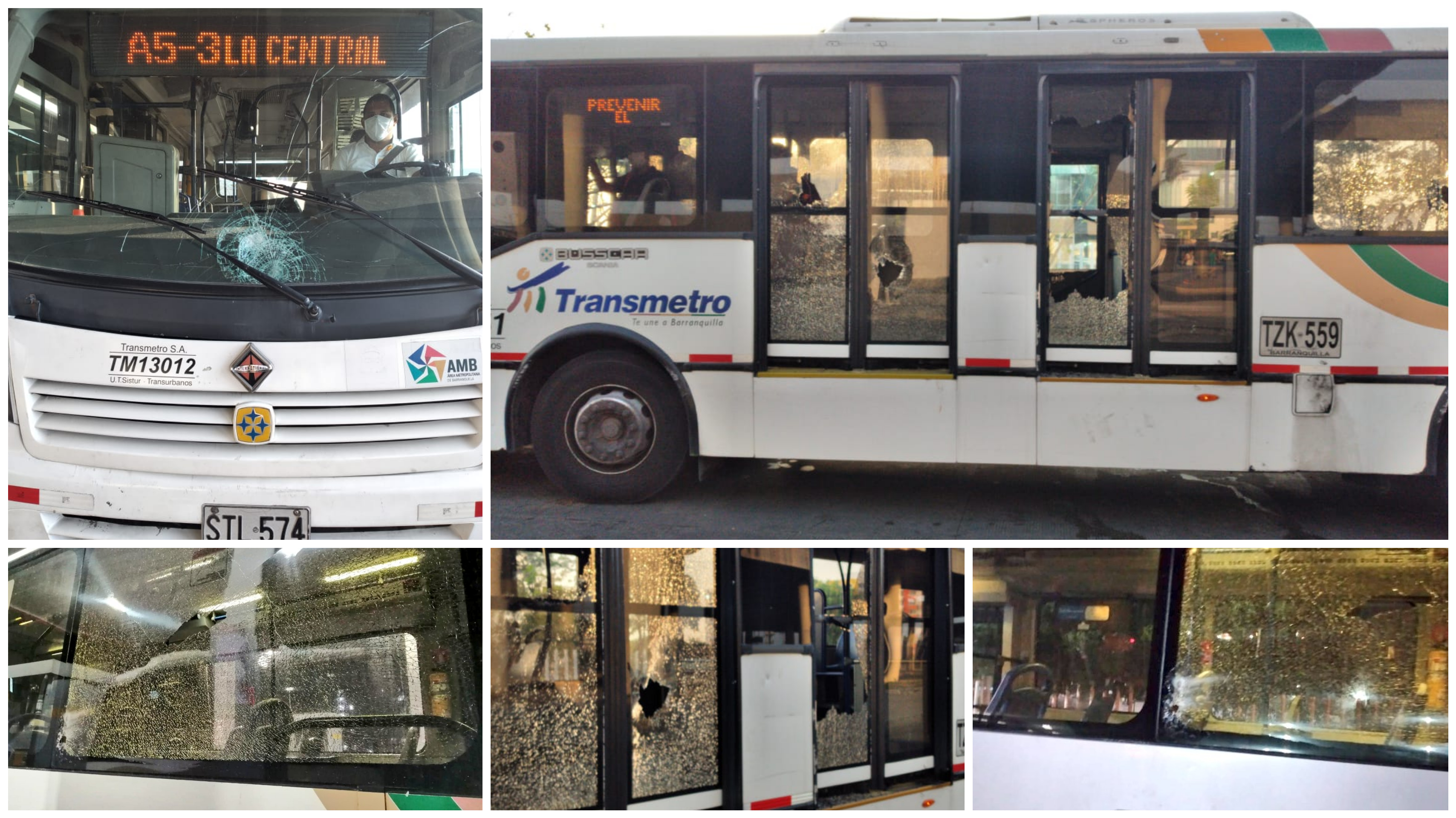 5 buses de Transmetro vandalizados y un conductor herido, deja alteración del orden público en el municipio de Soledad