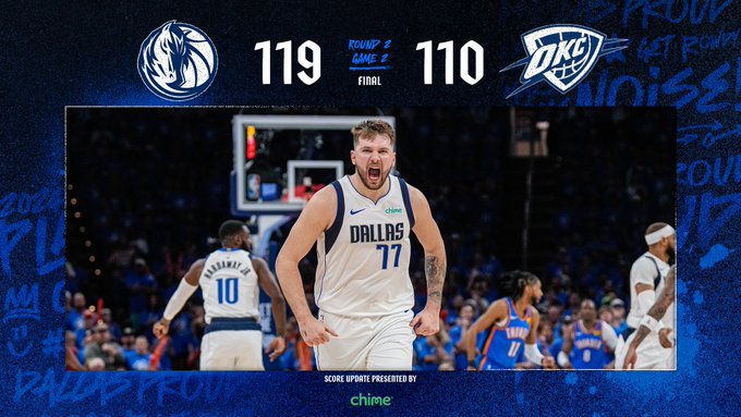 Mavericks igualan 1-1 serie ante Thunder en la NBA