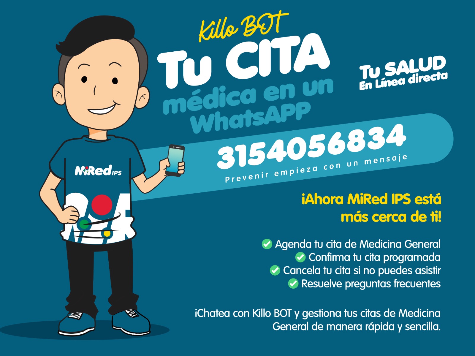 MiRed implementa nuevo número de atención y Bot para chat por WhatsApp