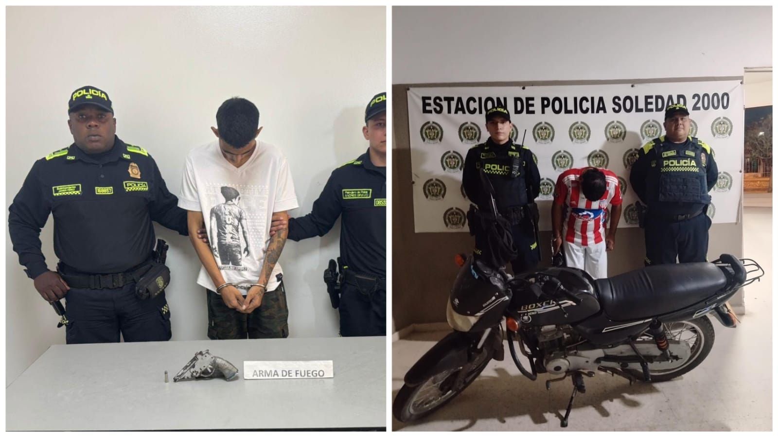 Capturan a dos hombres en Soledad por porte ilegal de armas y receptación