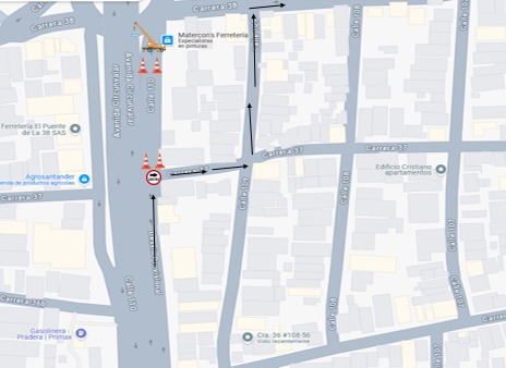 Tome nota: cierres viales por obras debajo del puente de la Circunvalar con carrera 38