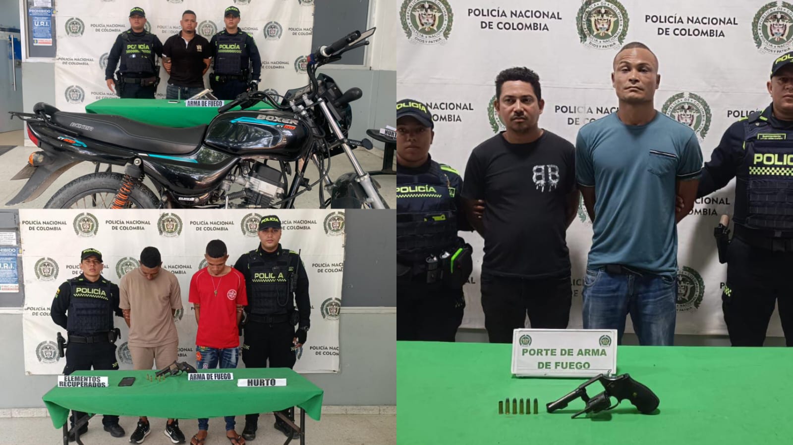 Cinco capturados y armas incautadas en operativos de la Policía Metropolitana