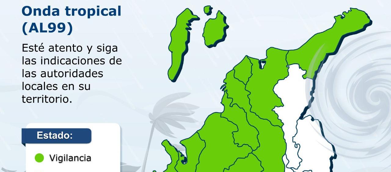 Emiten estado de vigilancia en el Caribe y Antioquia por onda tropical en el mar Caribe