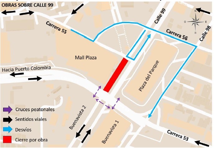 Desde este lunes, cierre temporal en la calle 99 por obras de pavimentación