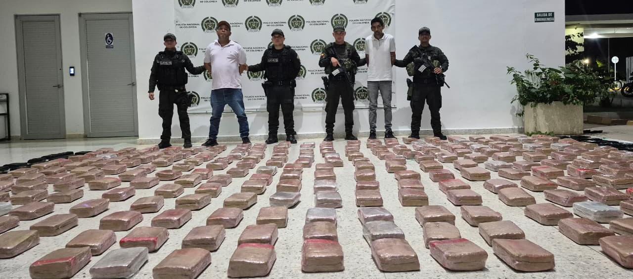 Cae cargamento de 298 kilos de marihuana en Valledupar: dos capturados por el GOES y Antinarcóticos
