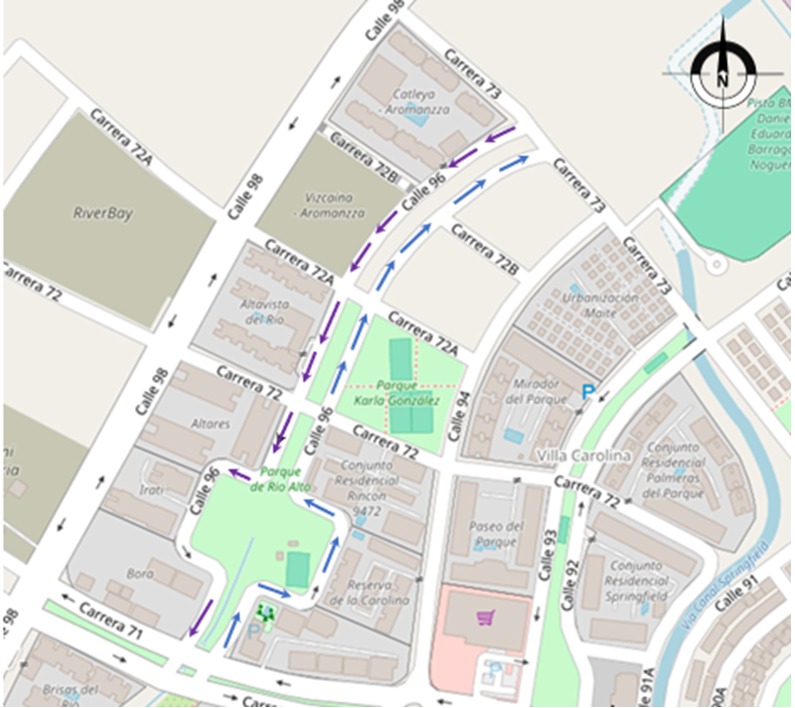 Mapa cambio sentido vial