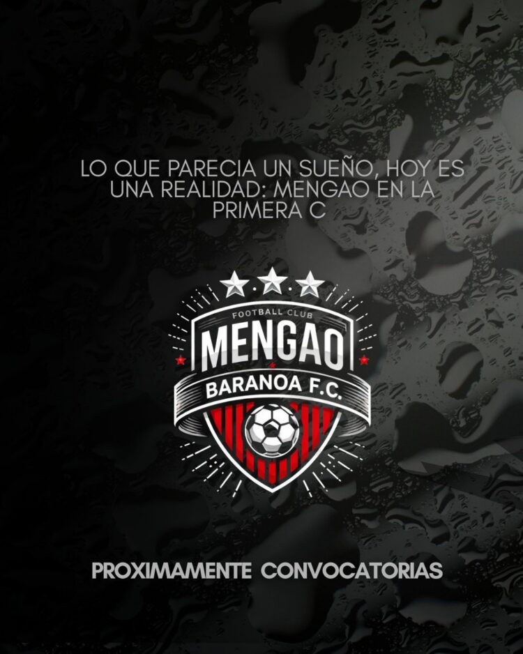 Baranoa vive un momento histórico. El Mengao Baranoa FC, el equipo más popular del municipio, convierte en realidad lo que por años fue un sueño: su participación en el fútbol profesional colombiano. La institución formará parte de la Categoría Primera C, un escenario que representa una gran oportunidad para el crecimiento deportivo de la región. Este importante paso no solo fortalece el fútbol local, sino que también se convierte en una motivación para cientos de jóvenes talentos, quienes ahora tendrán un espacio real para mostrar, desarrollar y forjar su talento con miras al profesionalismo. La directiva del club anunció que próximamente se abrirá la convocatoria oficial para nuevos jugadores, invitando a los jóvenes de Baranoa y municipios cercanos a ser parte de este proyecto que busca dejar huella en el fútbol colombiano. El Mengao Baranoa FC invita a toda su afición a sumarse, apoyar y empujar este sueño colectivo que hoy comienza a escribirse como una nueva página de orgullo para Baranoa. Baranoa cree. Baranoa apoya. Baranoa juega en grande.