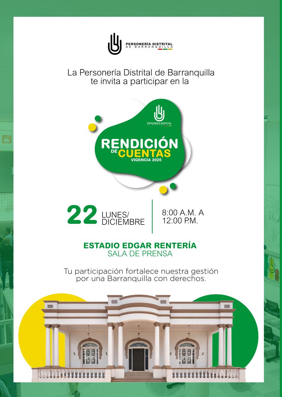 Personería Distrital de Barranquilla realizará este lunes su Rendición de Cuentas 2025