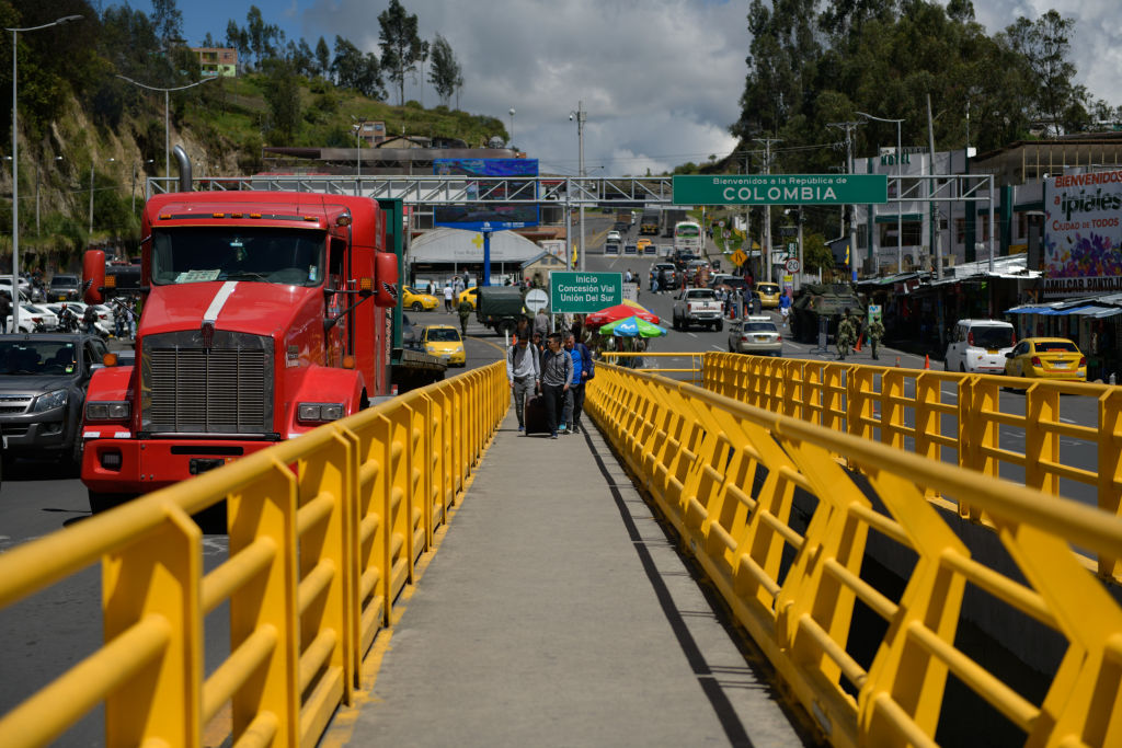 Frontera entre Colombia y Ecuador. Puente Internacional Rumichaca. Getty Images