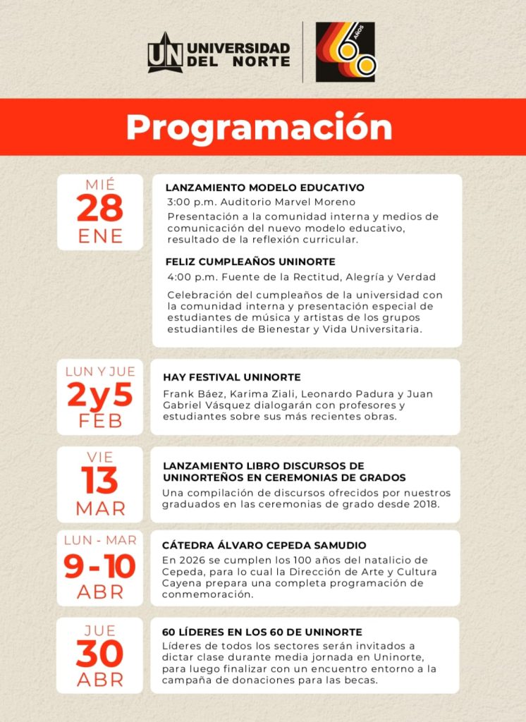Universidad del Norte celebrará durante 2026 sus 60 años con programación académica y cultural