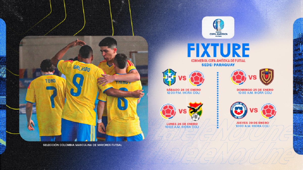 Listo el fixture de Colombia para la Copa América Futsal 2026 en Paraguay