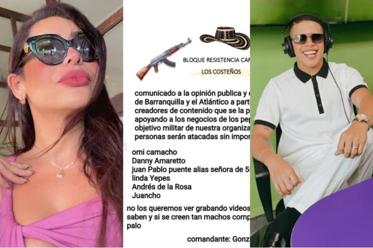 Panfleto atribuido a ‘Los Costeños’ amenaza a varios creadores de contenido en Barranquilla