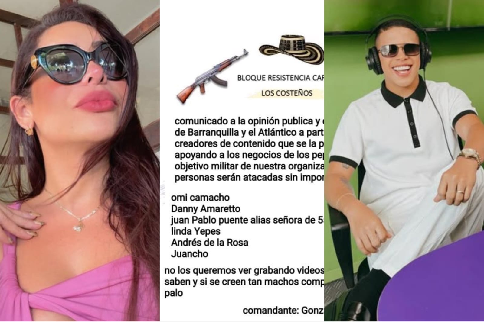 Panfleto atribuido a ‘Los Costeños’ amenaza a varios creadores de contenido en Barranquilla