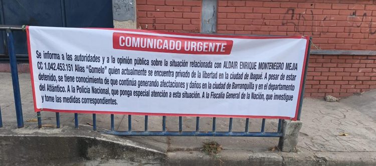 Investigan aparición de pendones en Barranquilla que mencionan a alias ‘Gomelo’, presunto cabecilla de ‘Los Costeños’