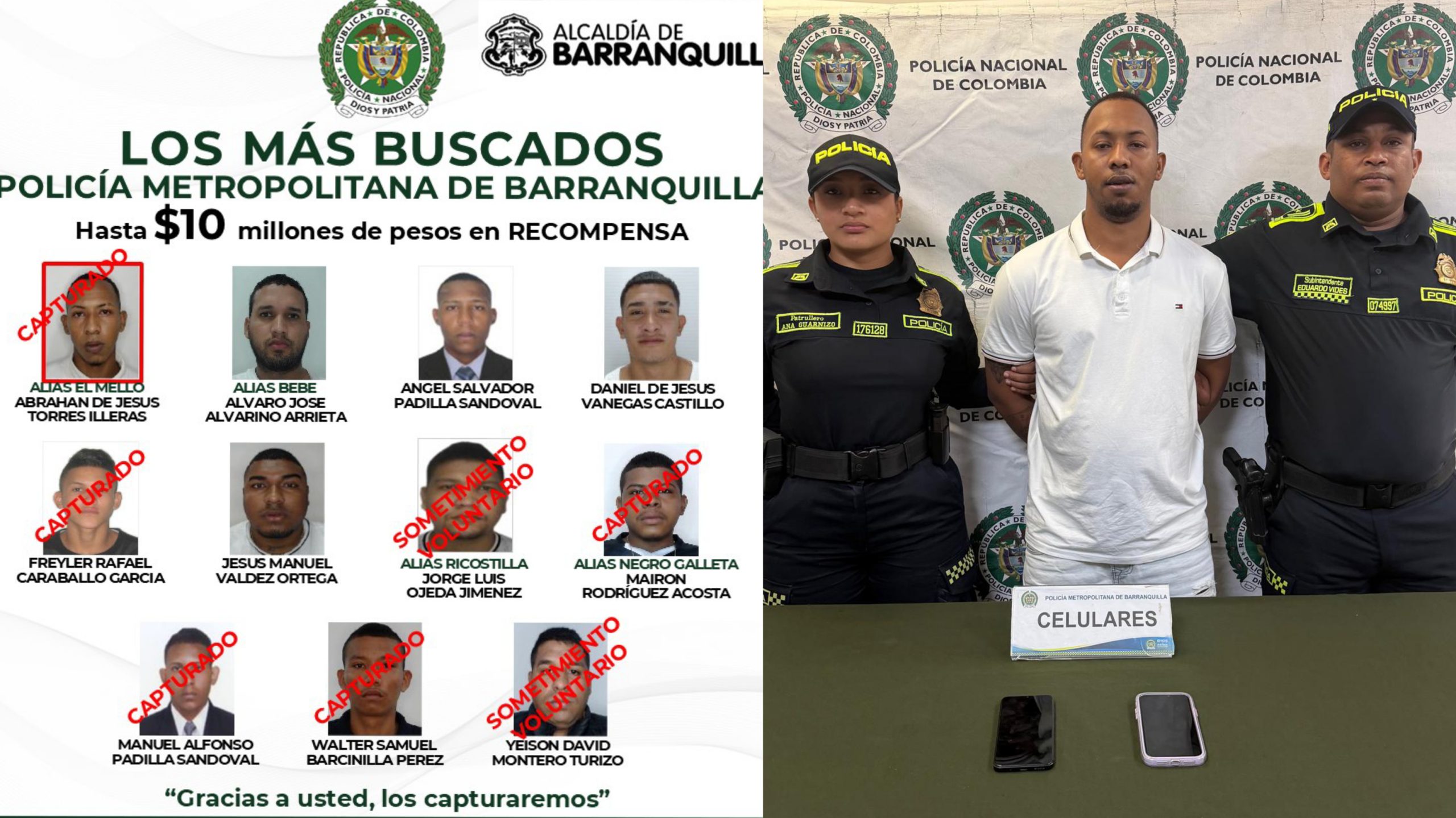 Capturan en Barranquilla a alias ‘El Mello’, uno de los más buscados por homicidio