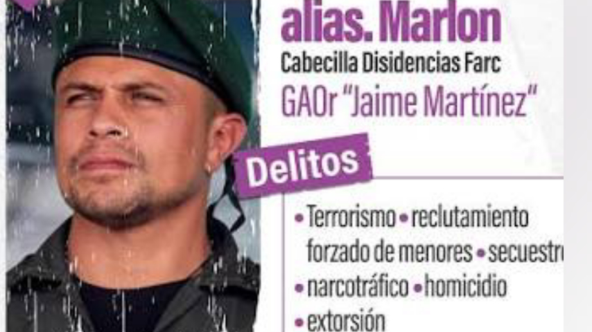 Gobierno ofrece recompensa de $5.000 millones por alias ‘Marlon’, señalado ataque en la vía Panamericana