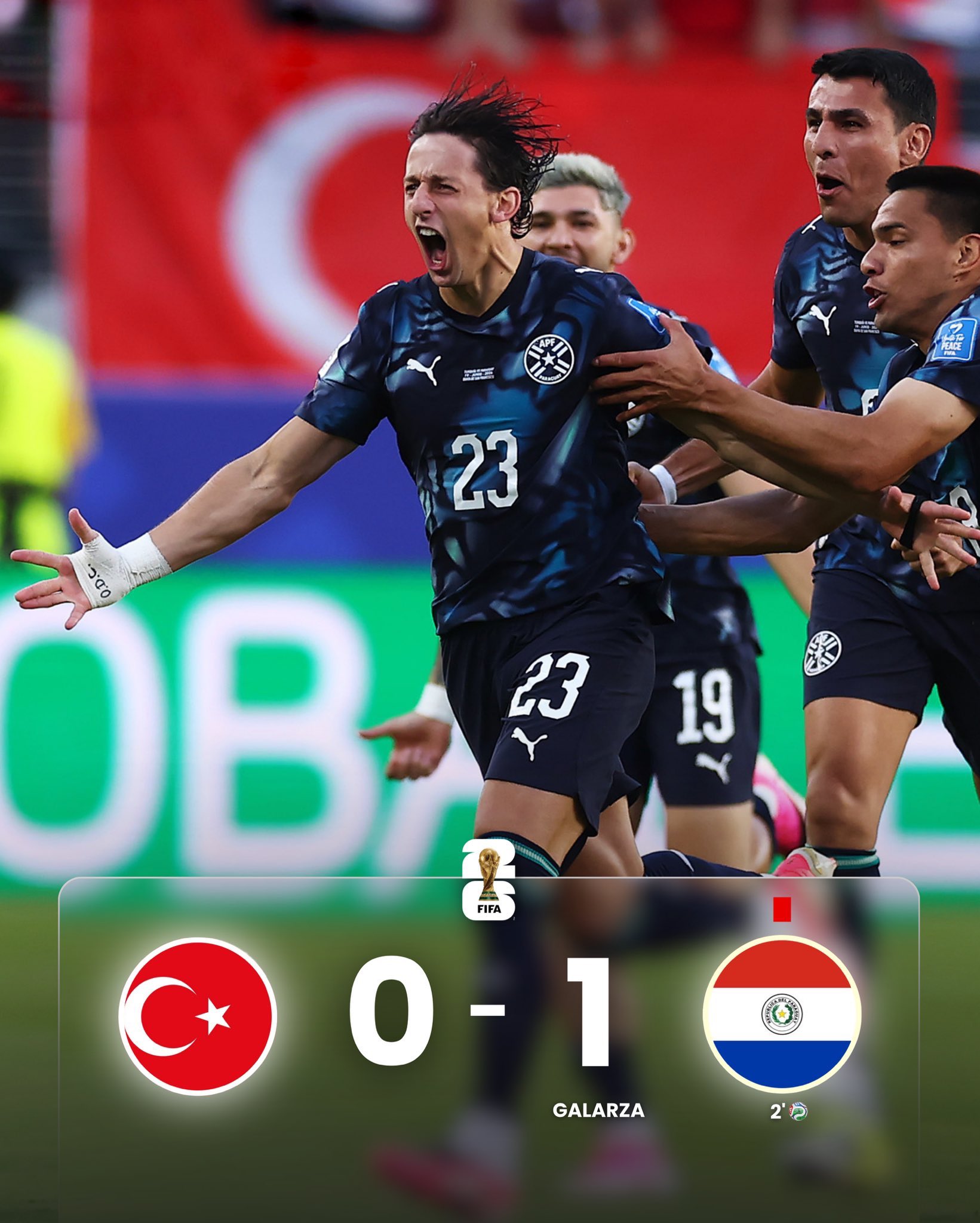 Paraguay derrota a Turquía y sigue con vida en el Mundial pese a jugar todo un tiempo con diez hombres