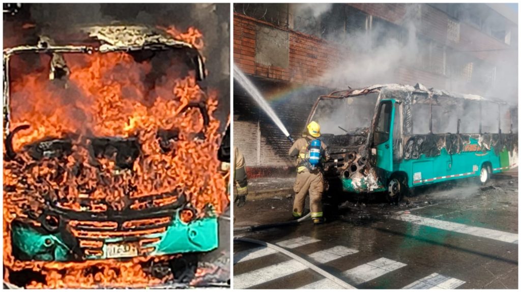 Bus de servicio público se incendia en la avenida Murillo con carrera 43 de Barranquilla